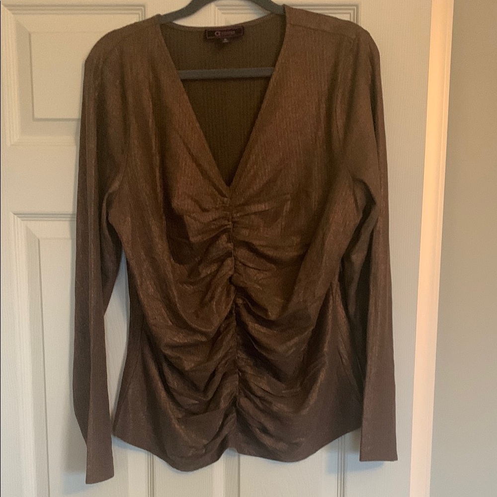 Elegant Brown Ruched Top
